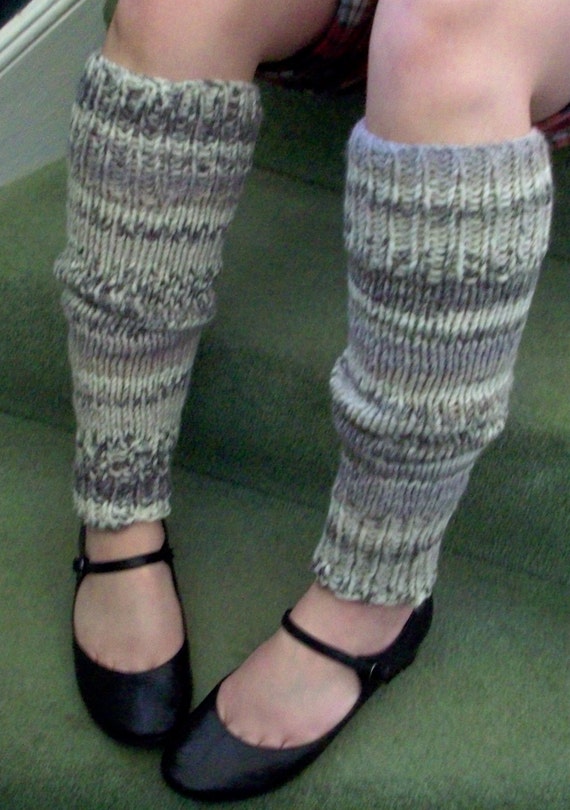 Chunky warm leg warmers multi striped Fair Isle by SpinningStreak
