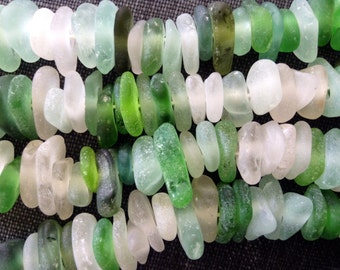 SEA GLASS...20 small center drilled sea glass beads-jewelry making supplies-white aqua green