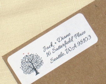 Wedding Return Address Labels - Tree Labels - Birds - Self-Adhesive - Choose Bird and Text Color