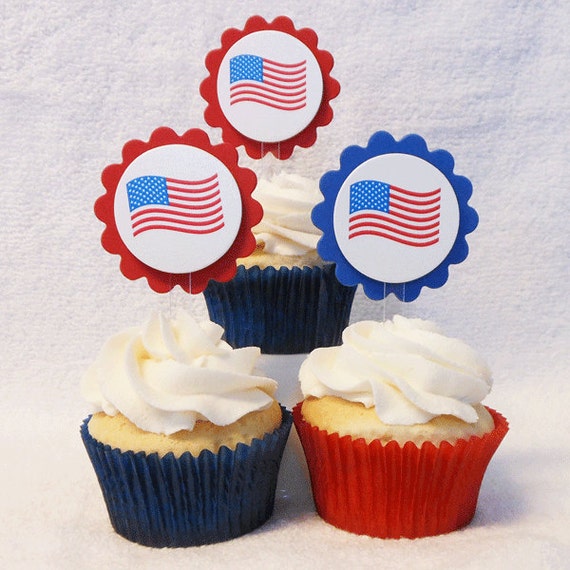 Patriotic Cake Toppers Uncle Sam Hat Cupcake Rings One Dozen