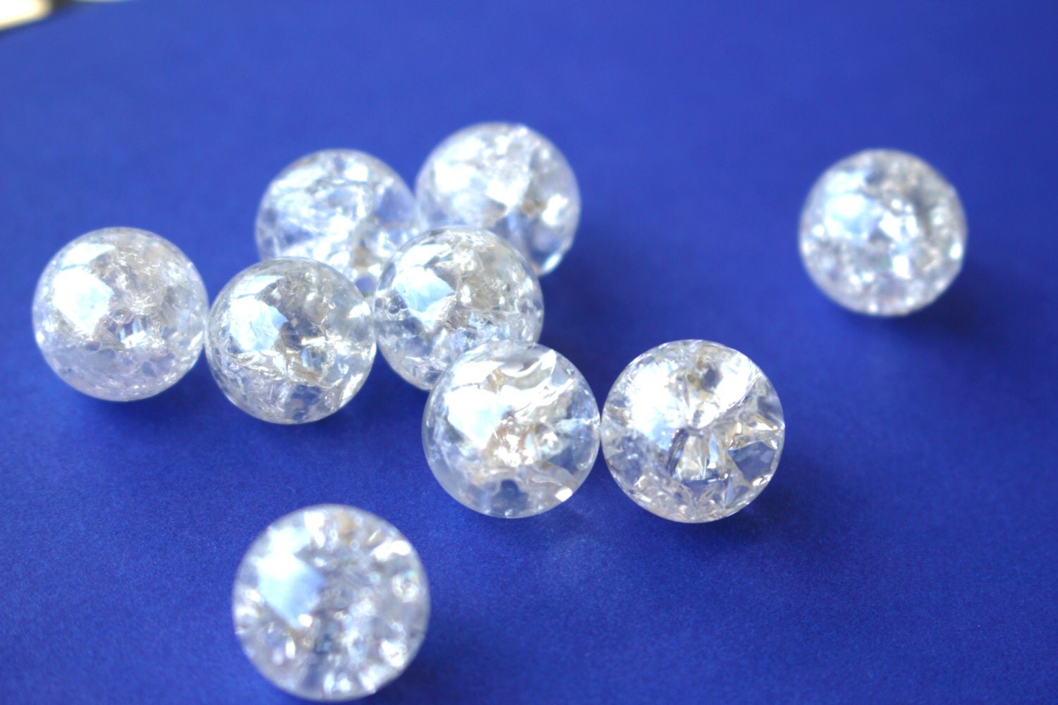 16mm Clear Crackled Glass Marbles 10 pieces Cracked Art