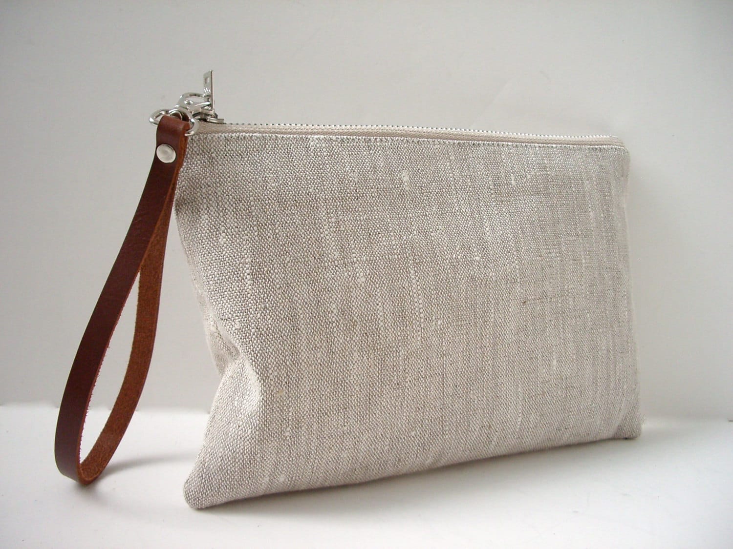 Wristlet Simple Clutch Bag Linen Clutch Natural Linen Bag