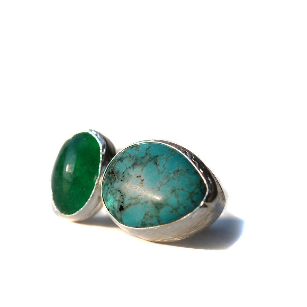 Turquoise Jade Silver Ring
