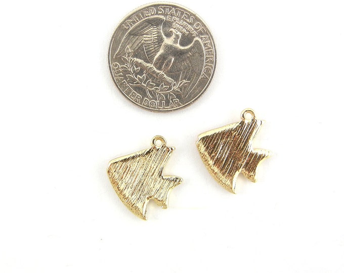 Pair of Small Orange Epoxy Angel Fish Charms Gold-tone