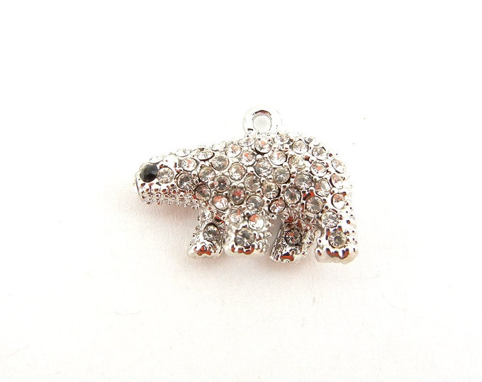 Small Rhinestone Polar Bear Charm Pendant