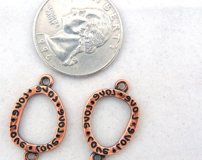 Pair of Double Link Copper-tone Pewter Love Charms