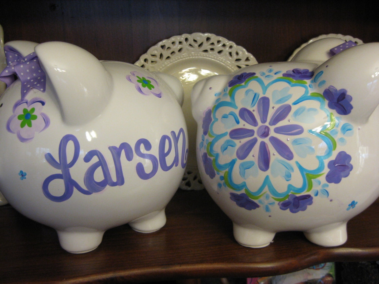 personalized ceramic piggy bank pbk coordinate brooklyn flower