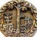 Moulin Rouge Antique BUTTON, Paris Montmartre landscape with windmill, buildings & tree.