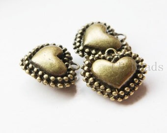 4pcs Antique Brass Tone Base Metal Charm - Heart 21mm (22939Y-D-414)