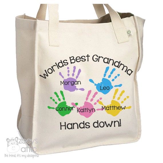Grandma tote world's best grandma hands down personalized tote bag - great Mother's Day gift