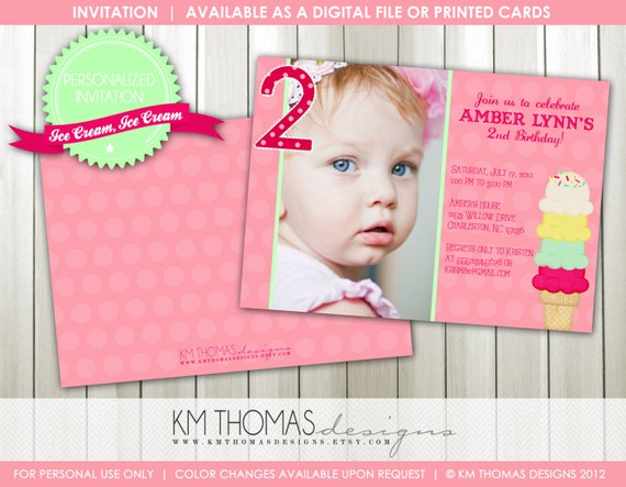 Ice Cream Party Birthday Invitation...by KM Thomas Designs...Item #131 Il_570xn