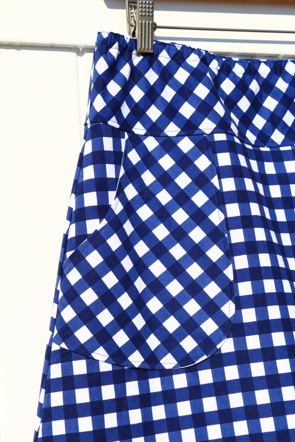Navy Blue and White Gingham Aline skirt Gingham Skirt Skirt