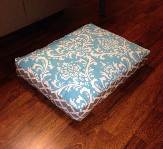Items similar to Teal Damask Pet Bed on Etsy