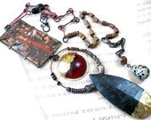 Sale. The Mother. Rustic metaphysical assemblage necklace with gold leaf.