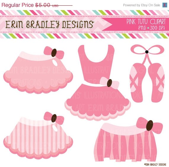 50% OFF SALE Pink Ballerina Tutus Clipart Commercial Use Clip Art Graphics INSTANT Download Il_570xn