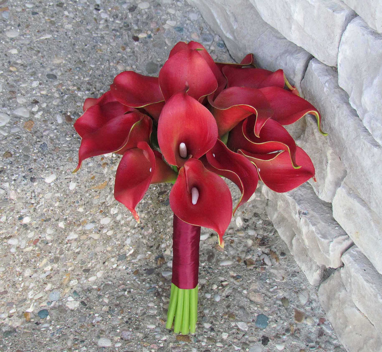 Cranberry Calla Lily Bouquet for your Wedding Ready to Ship