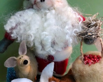 Woodland Christmas Felted Wool Sculpture