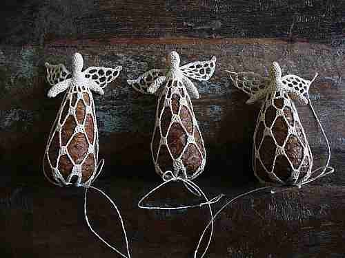 as seen in Simply Crochet Magazine / pine cone angels choir - rustic, woodland, christmas home decoration -Made to Order