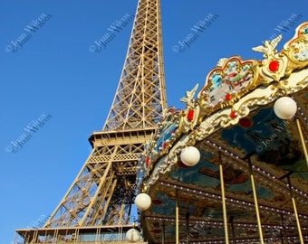 Brilliant Paris France Eiffel Tower & Carousel Fine Art Photography Photo Print