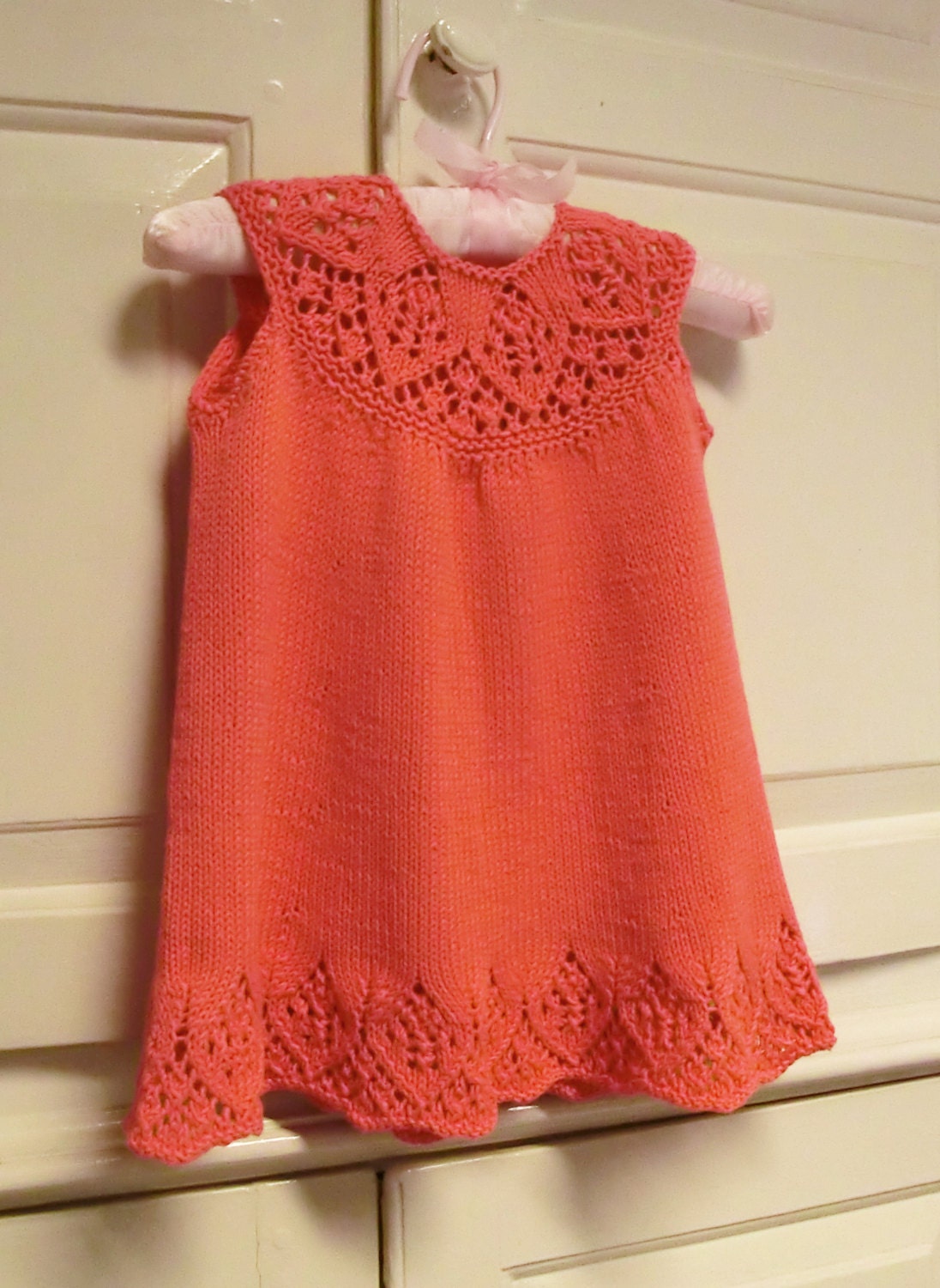 Baby Dress Knitting Pattern with Lace Yoke Meredith Baby