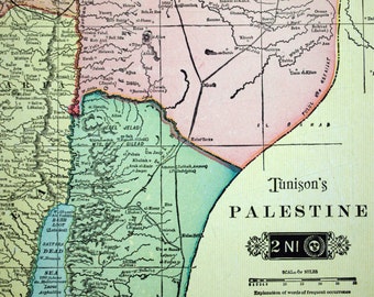 Items similar to Palestine map, antique 1940 map of 