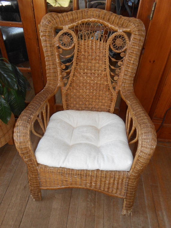 Vintage Wicker Rattan Ornate Chair by oragracevintage on Etsy