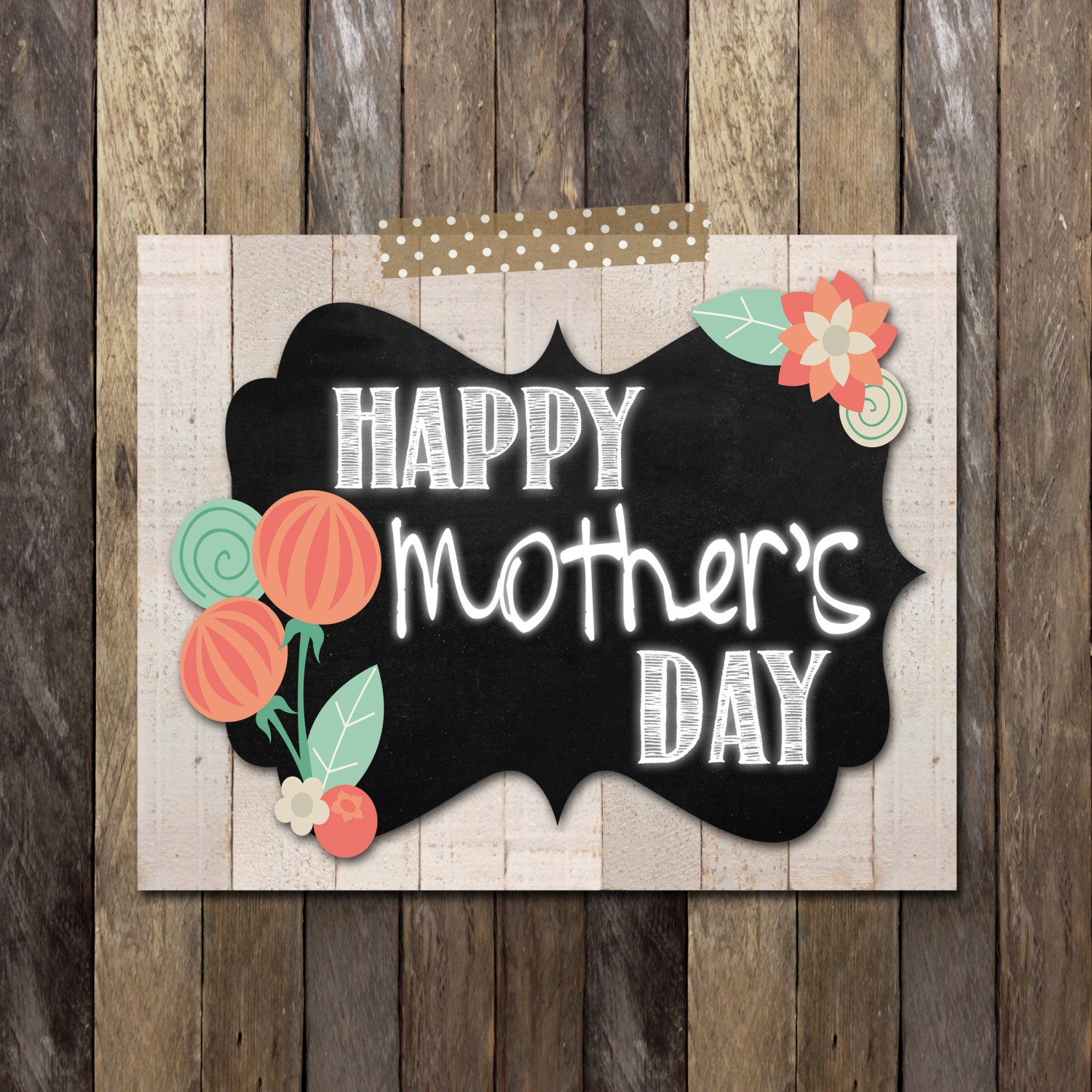 Happy Mothers Day Floral Chalkboard 8x10 By Bowpeepcreations