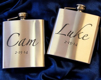 5 Personalized Flasks - Groomsmen Gift Flask, Best Man Gift, Bachelor Party Presents for Men