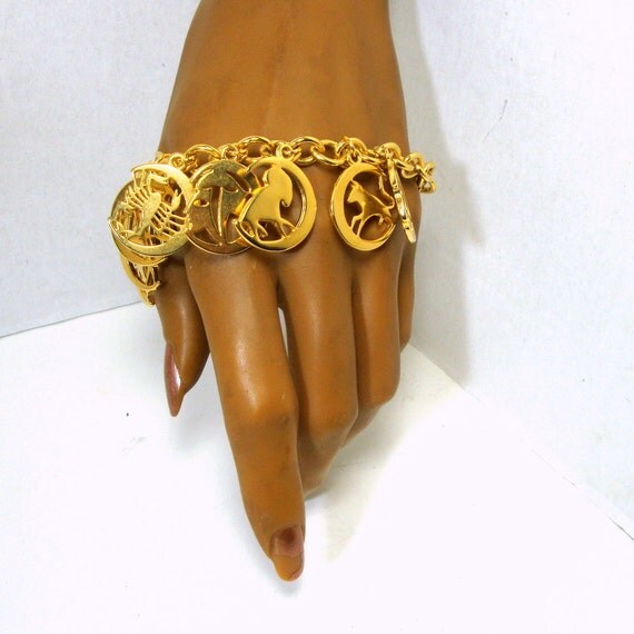 Zodiac Charm Bracelet 12 Astrology Sign Dangles on One Chain