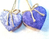 Purples/Lavender Heart Ornaments, Tree Ornament,  Wedding Bridal Party Favor, Home Decor, Set/2, Valentines Day, Reversible, #1