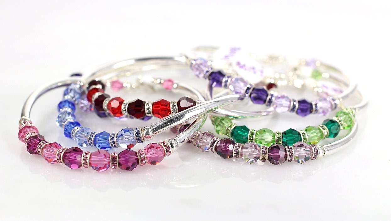 Swarovski crystal & sterling silver fitted bracelets