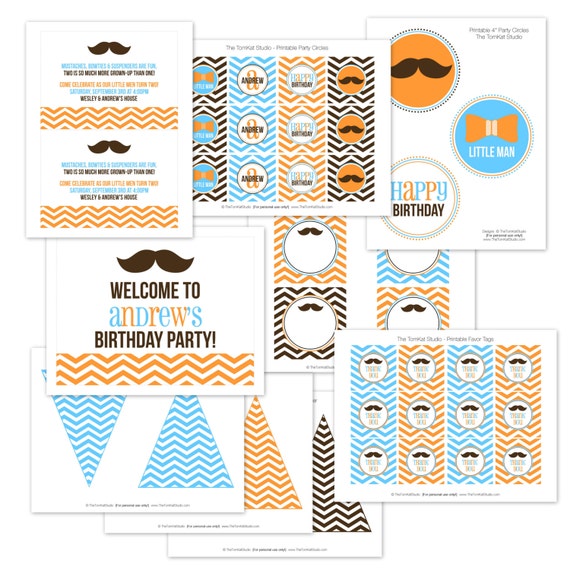 Little Man Printable Party Collection - Baby Shower or Birthday Party - The TomKat Studio Il_570xn
