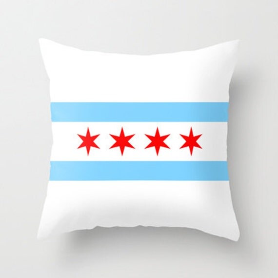 Chicago Flag Pillow Chicago Flag Art Decorative Throw Pillow