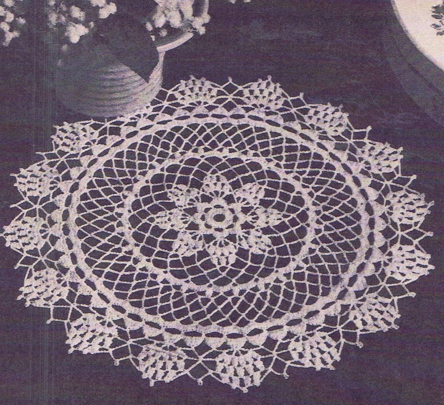 pattern blanket baby crochet dainty pointed 9 Star 3/4 Doily Vintage 4403 8 PATTERN Crochet