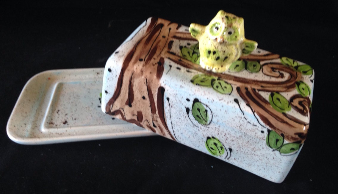 Owl double butter dish.... European style