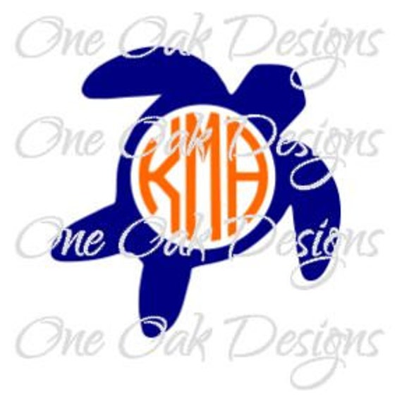 Download Sea Turtle with Circle for Monogram SVG Vector DXF Design File