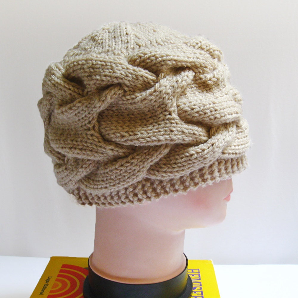 Knit Hat Pattern Knit Cabled Hat PDF Pattern Knitting