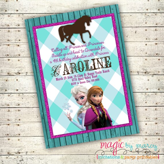 Digital Printable Frozen Inspired Birthday Pony party invitations Il_570xn