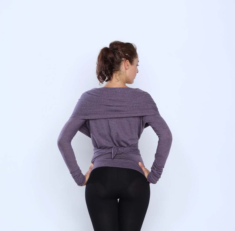 Multi tie long sleeve wrap sweater Yoga clothes by Kayayogawear