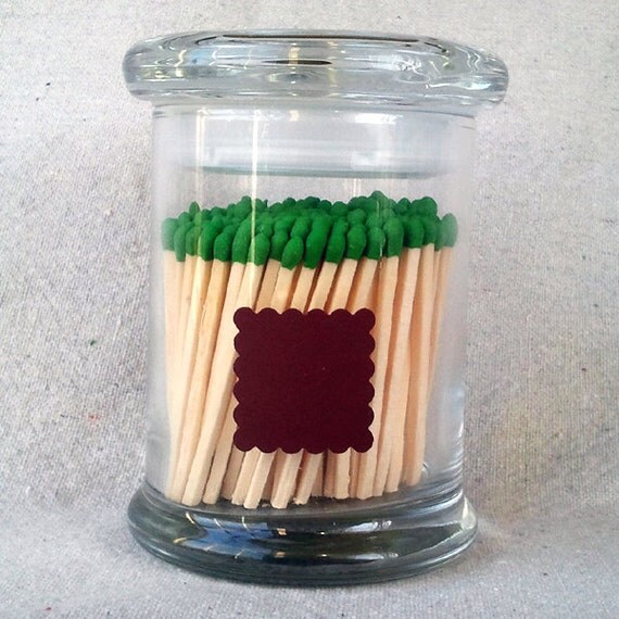 Glass Match Holder Jar Scalloped Square Striker