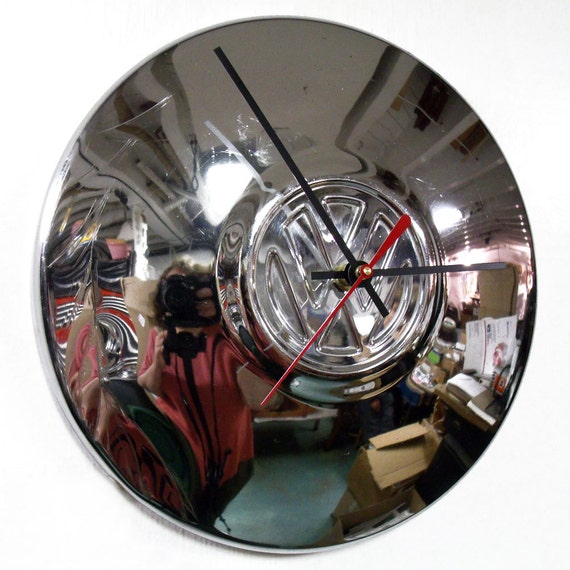 VW Beetle Wall Clock Volkswagen Bus Hubcap Clock by StarlingInk
