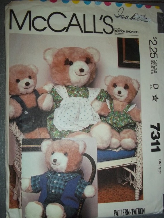 mccalls teddy bear pattern