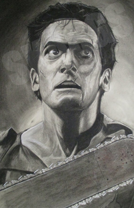 Ash Evil Dead. Print of original charcoal drawing