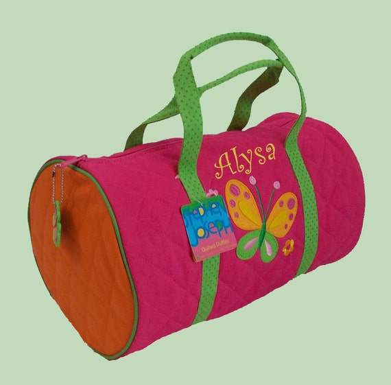 Stephen Joseph Child's Monogrammed BUTTERFLY Quilted Duffle Bag