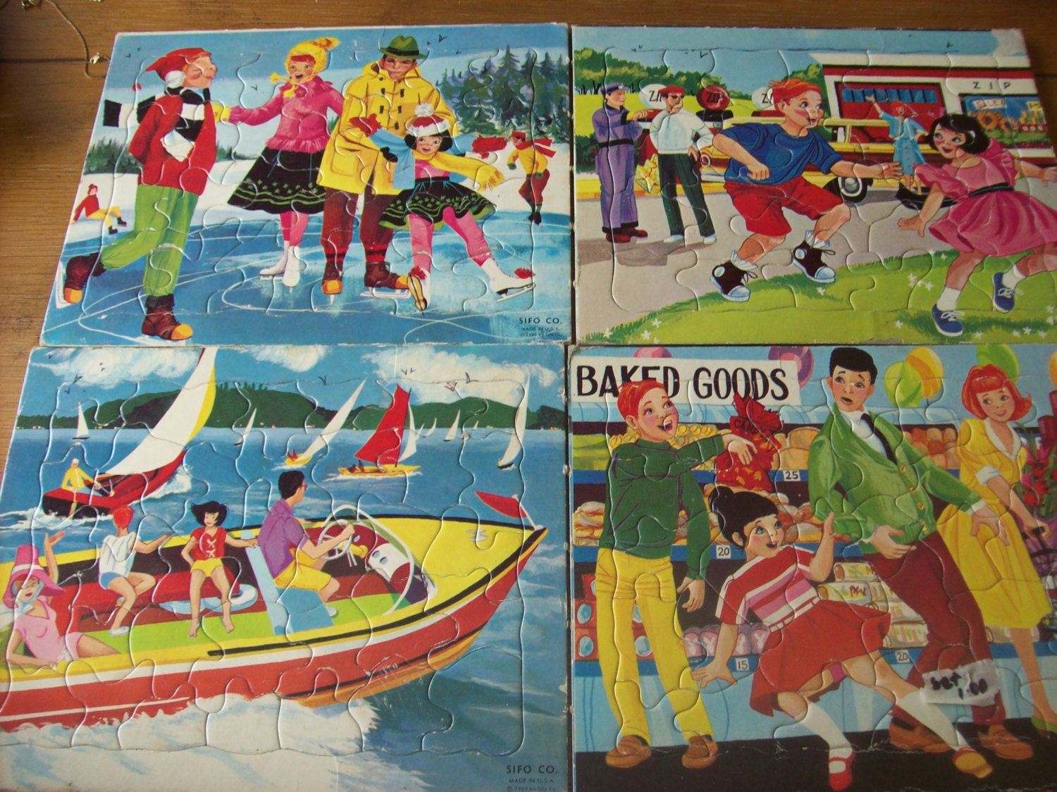 4 Vintage SIFO Childrens Tray Puzzles 1962 Made in USA by kris67