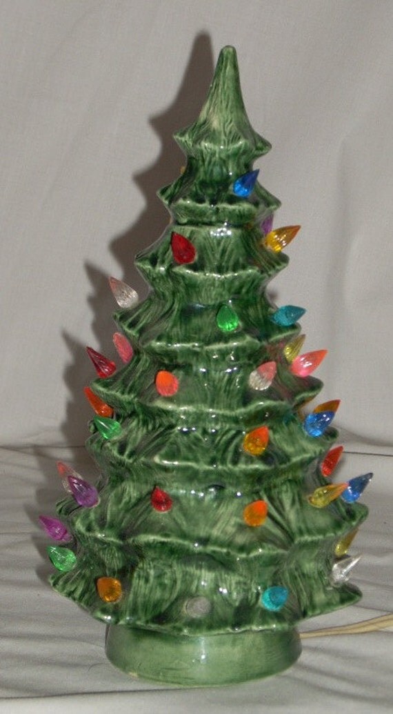 vintage lighted ceramic christmas tree 9 1 2 inch by vintage lighted ceramic christmas tree 9 1 2 inch by