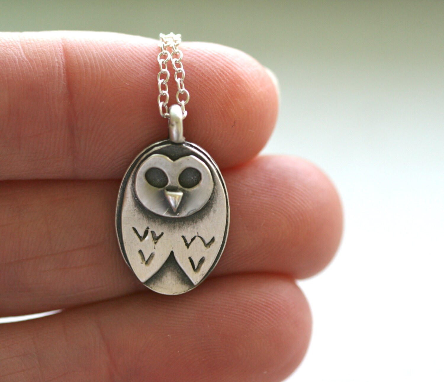 Owl Necklace in fine silver and sterling