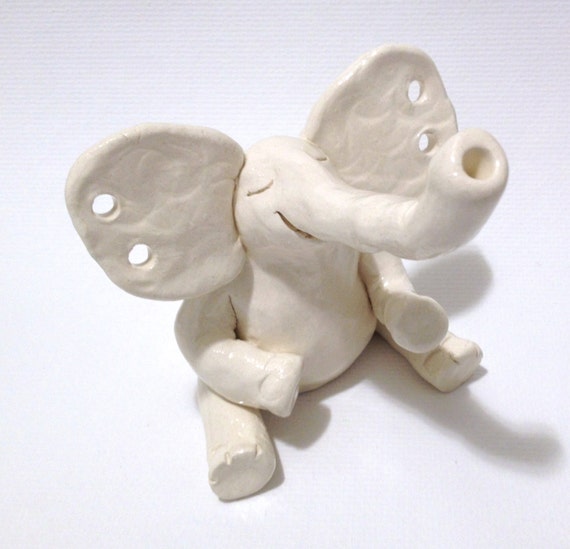 Ceramic Elephant Ring and Earring Holder by CindiHale on Etsy