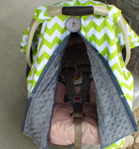 Car seat canopy Minky dot inside by CoveredNLove1 on Etsy