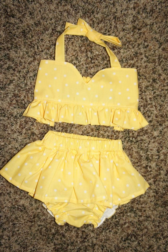 Sun suit yellow polka dot bikini by MyPurplePrincessShop on Etsy